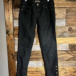 Younique Black Women  low rise skinny Jeans with Gold Button Accents